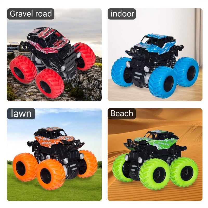 LONANDY Monster Truck Toys for Boys Age 4-7 - Friction Powered Car Toys for Kids Toddlers 3 4 5 6 Years, Push and Go Toy Cars Best Christmas Birthday Party Gift for Boys Girls 4 Pack - Image 3